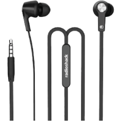 RadioShack  Flat Stereo Wired Headphones 3304293 Black