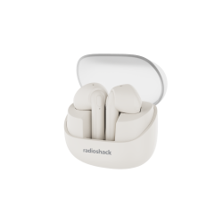 RadioShack Transparent Case TWS Earbuds, White, IPX5, Bluetooth 5.4, Noise Cancelling 3304410