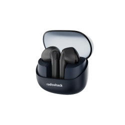 RadioShack Transparent Case navy blue TWS Earbuds, White, IPX5, Bluetooth 5.4, Noise Cancelling 3304411