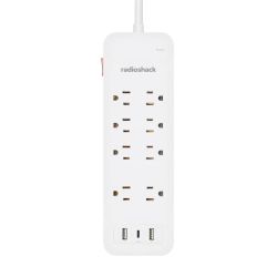 RadioShack 8 Outlet Power Strip + 2 USB ports + 1 USB-C ports with 2450J protection 6100856